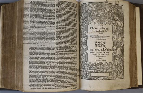 Bible in English - Bible, qto, contemporary calf, renewed endpapers, lacking general title page and leaves in The Second Table beyond